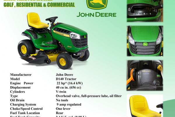 ขายรถตัดหญ้าแบบนั่งตัด John Deere รุ่น D140